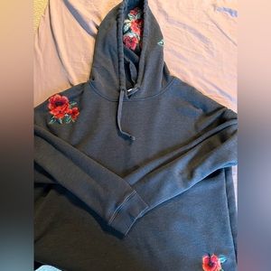 cropped hooded embroidered sweatshirt